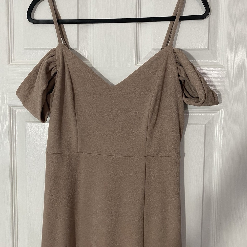 Birdy Grey Bridesmaid Dress Size Medium Taupe‎ Drape Sleeves - Picture 2 of 5